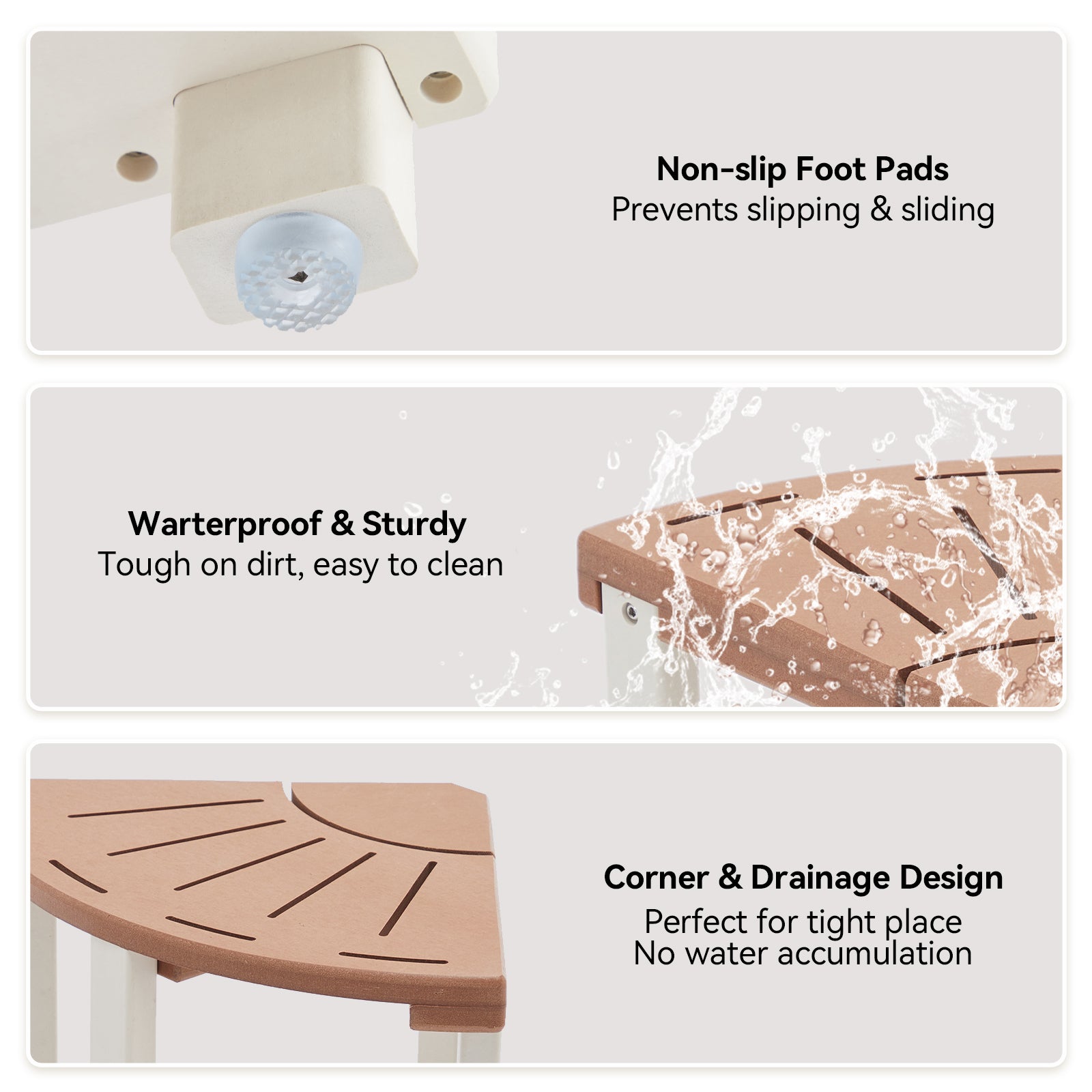 Shower Stool for Inside Shower, Plastic Corner Shower Bench with Storage Shelf, Waterproof Shower Foot Rest for Shaving Legs