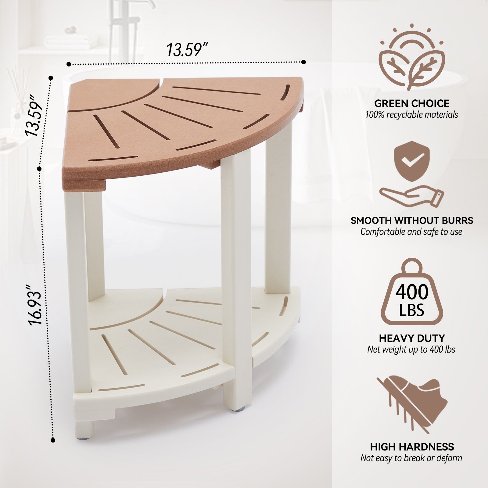 Shower Stool for Inside Shower, Plastic Corner Shower Bench with Storage Shelf, Waterproof Shower Foot Rest for Shaving Legs