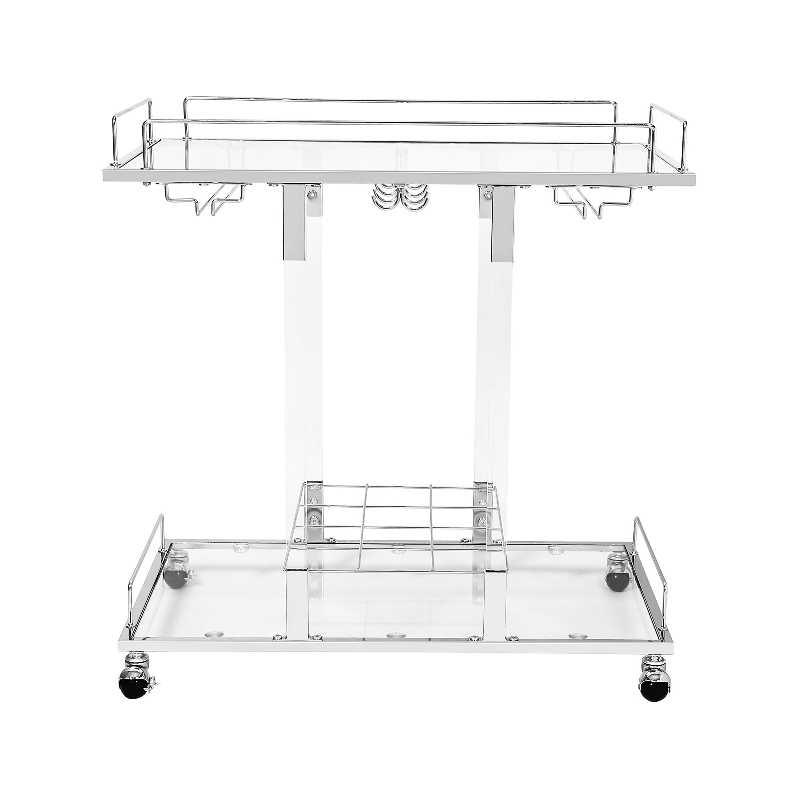 Modern Chrome Bar Carts Acrylic Bar Carts on Wheels