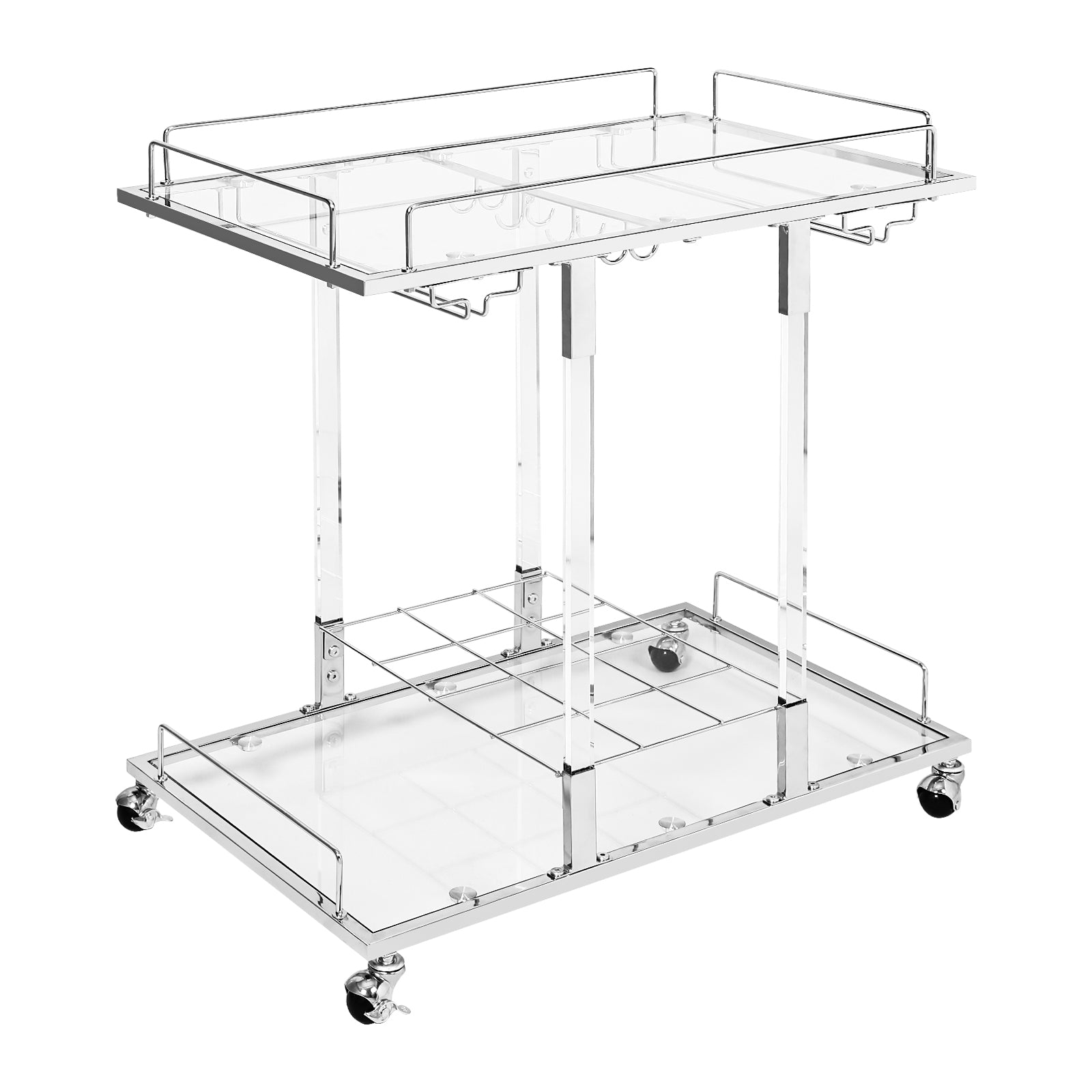 Modern Chrome Bar Carts Acrylic Bar Carts on Wheels