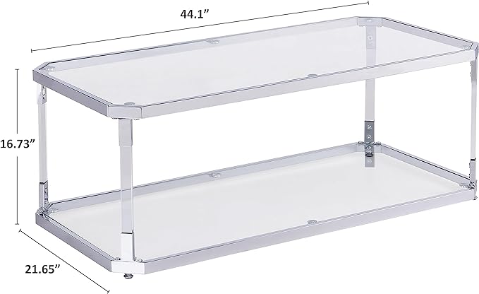 Modern Chrome Coffee Tables with Glass Storage Shelf