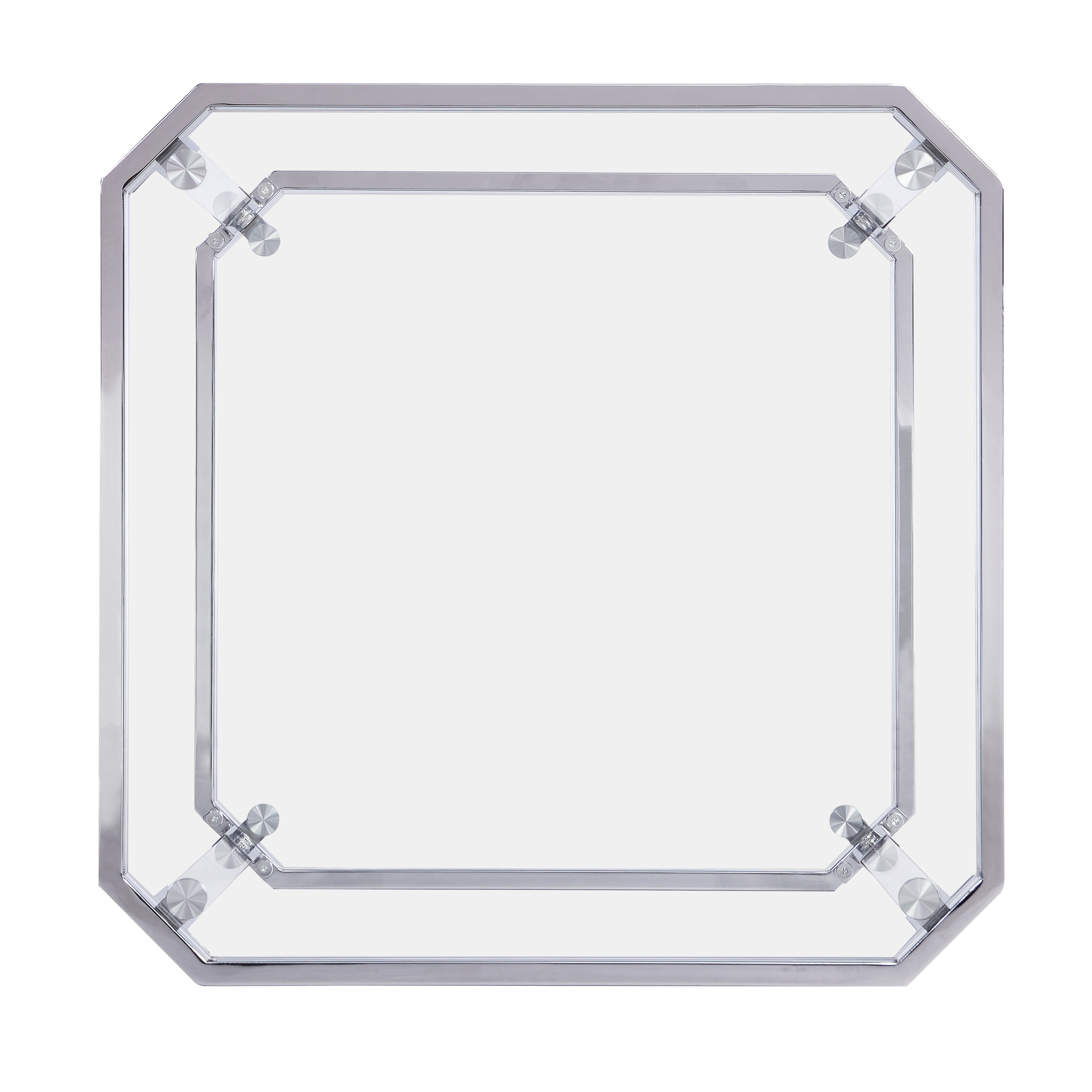 Square End Table with Glass-Top Side Tables in Chrome