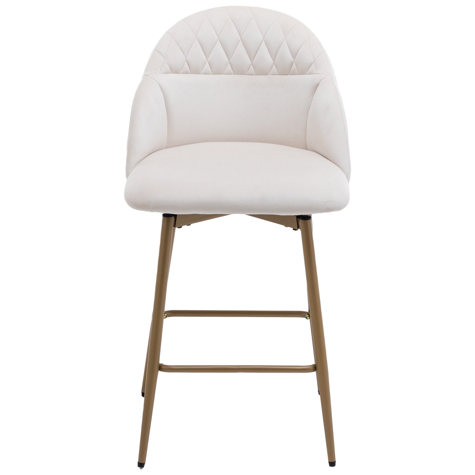 Velvet Swivel Bar Stool with Full Back Bar Height Counter Stools with Gold Metal Footrest
