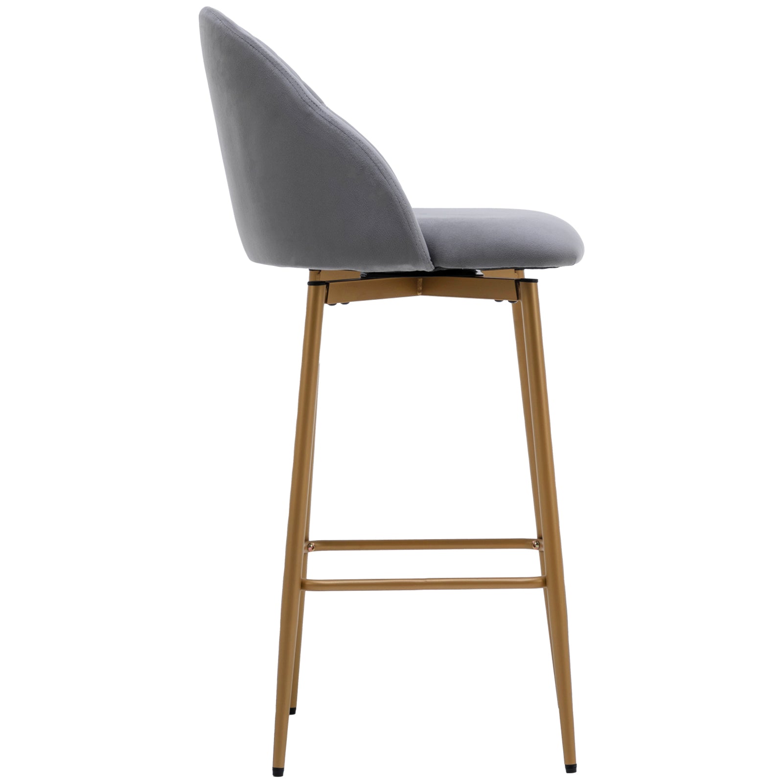 Velvet Swivel Bar Stool with Full Back Bar Height Counter Stools with Gold Metal Footrest
