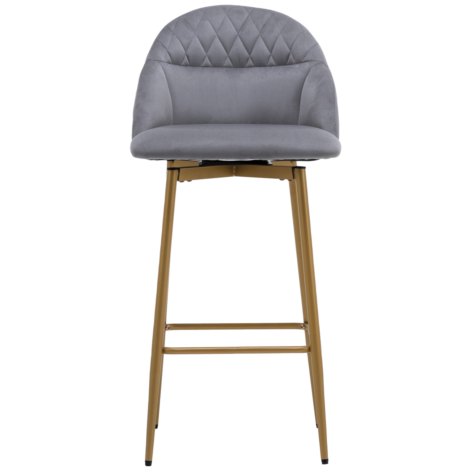 Velvet Swivel Bar Stool with Full Back Bar Height Counter Stools with Gold Metal Footrest