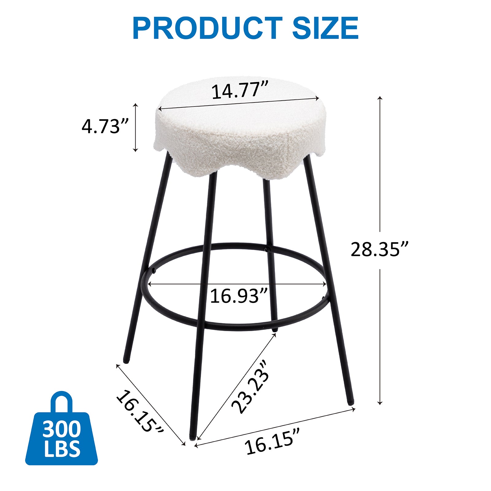 Modern Round Counter Height Bar Stools(Set of 2) for Kitchen Island