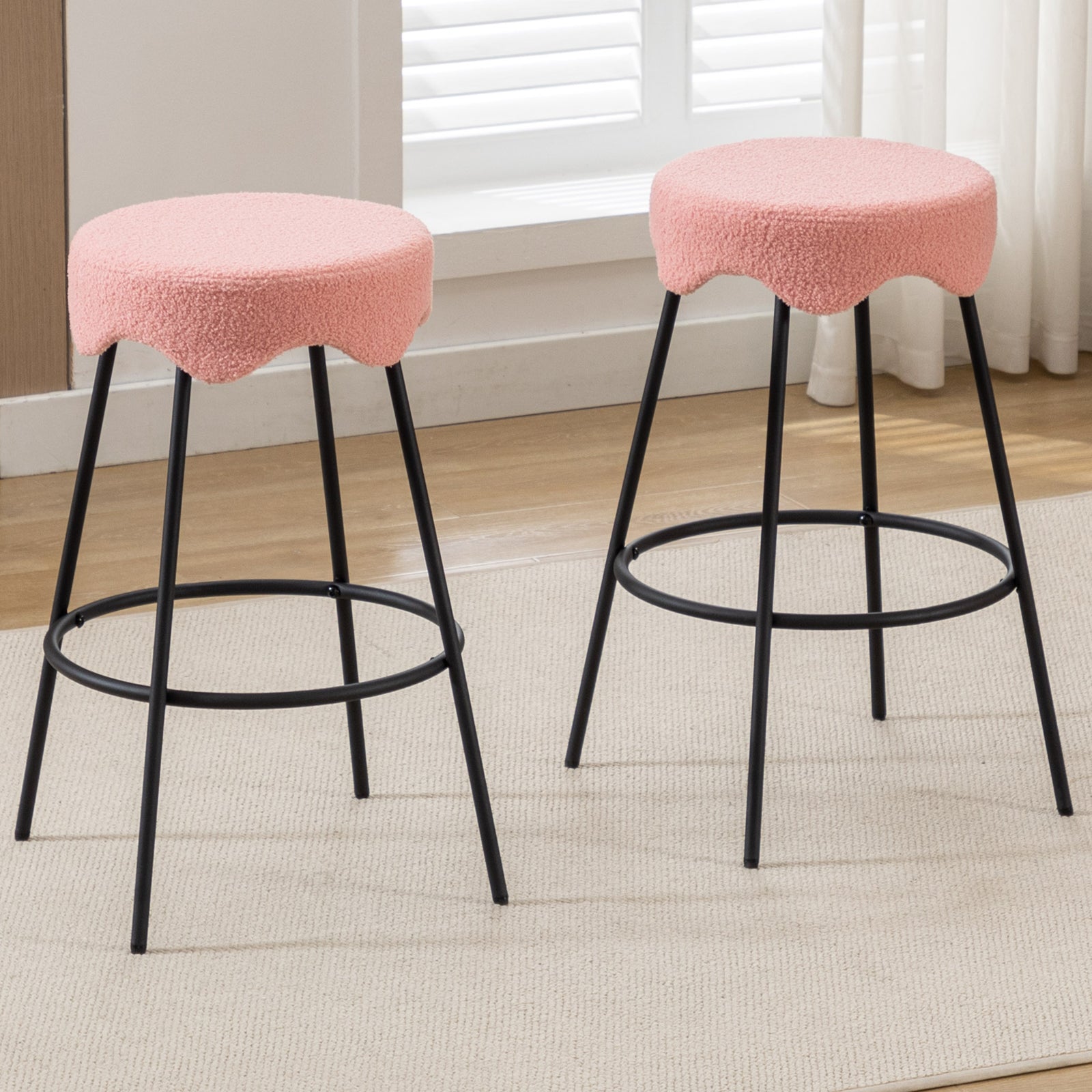 Modern Round Counter Height Bar Stools(Set of 2) for Kitchen Island