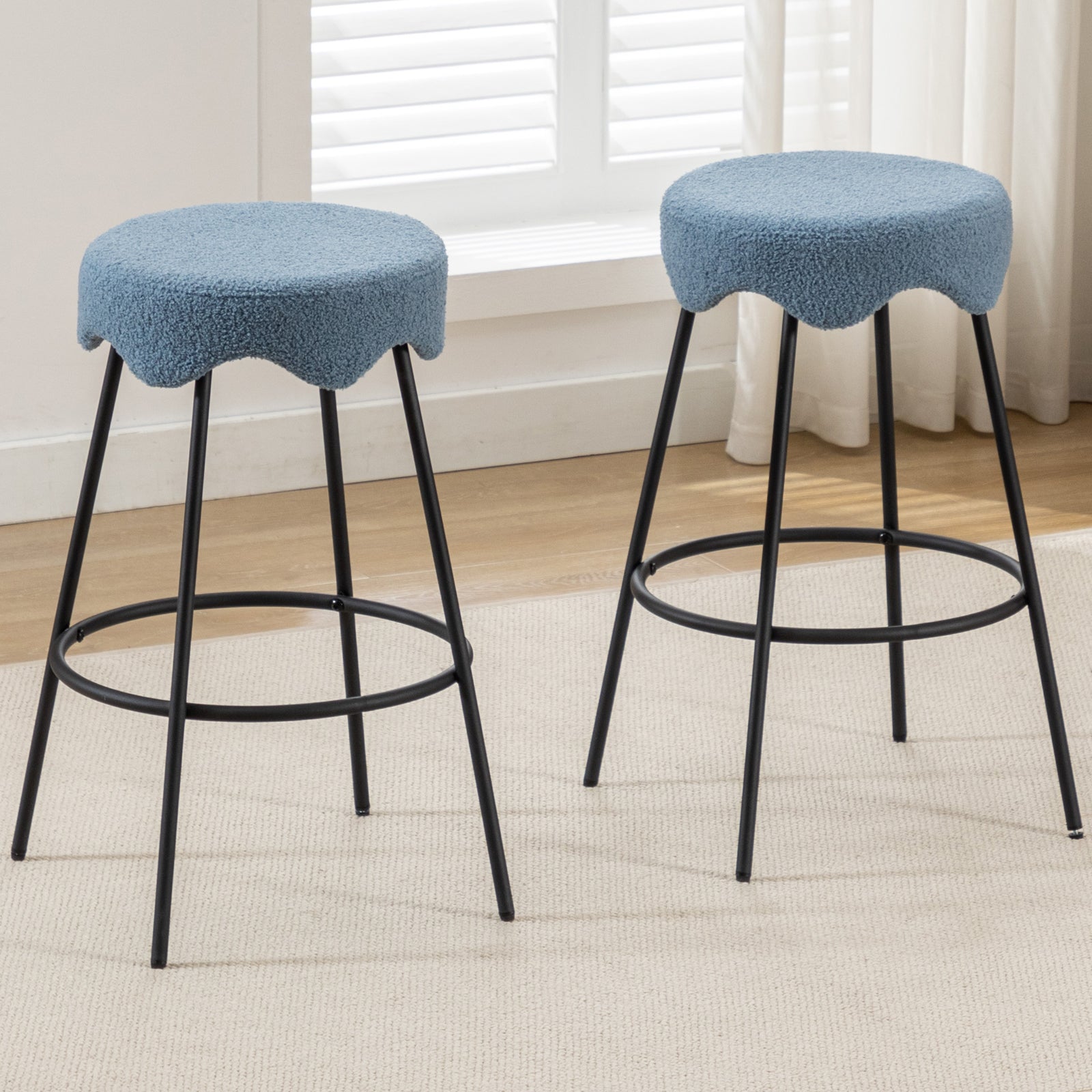 Modern Round Counter Height Bar Stools(Set of 2) for Kitchen Island