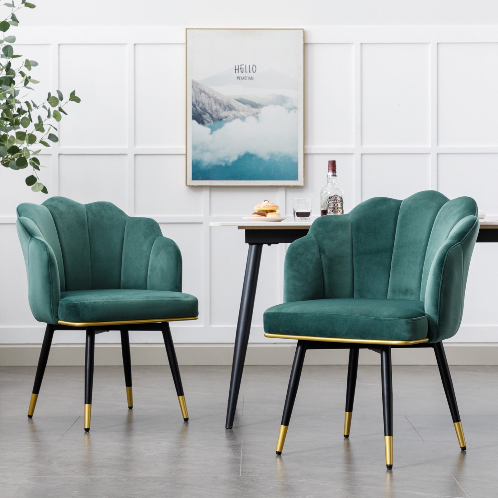 Swivel Dining Chairs (Set of 2) with Back Velvet Upholstered Dining Chairs with Arms