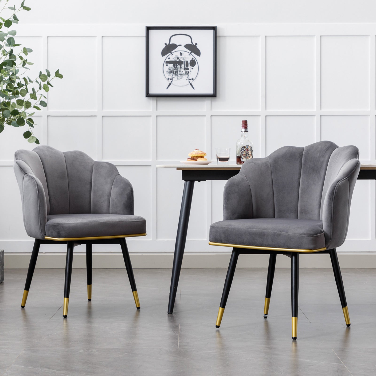 Swivel Dining Chairs (Set of 2) with Back Velvet Upholstered Dining Chairs with Arms