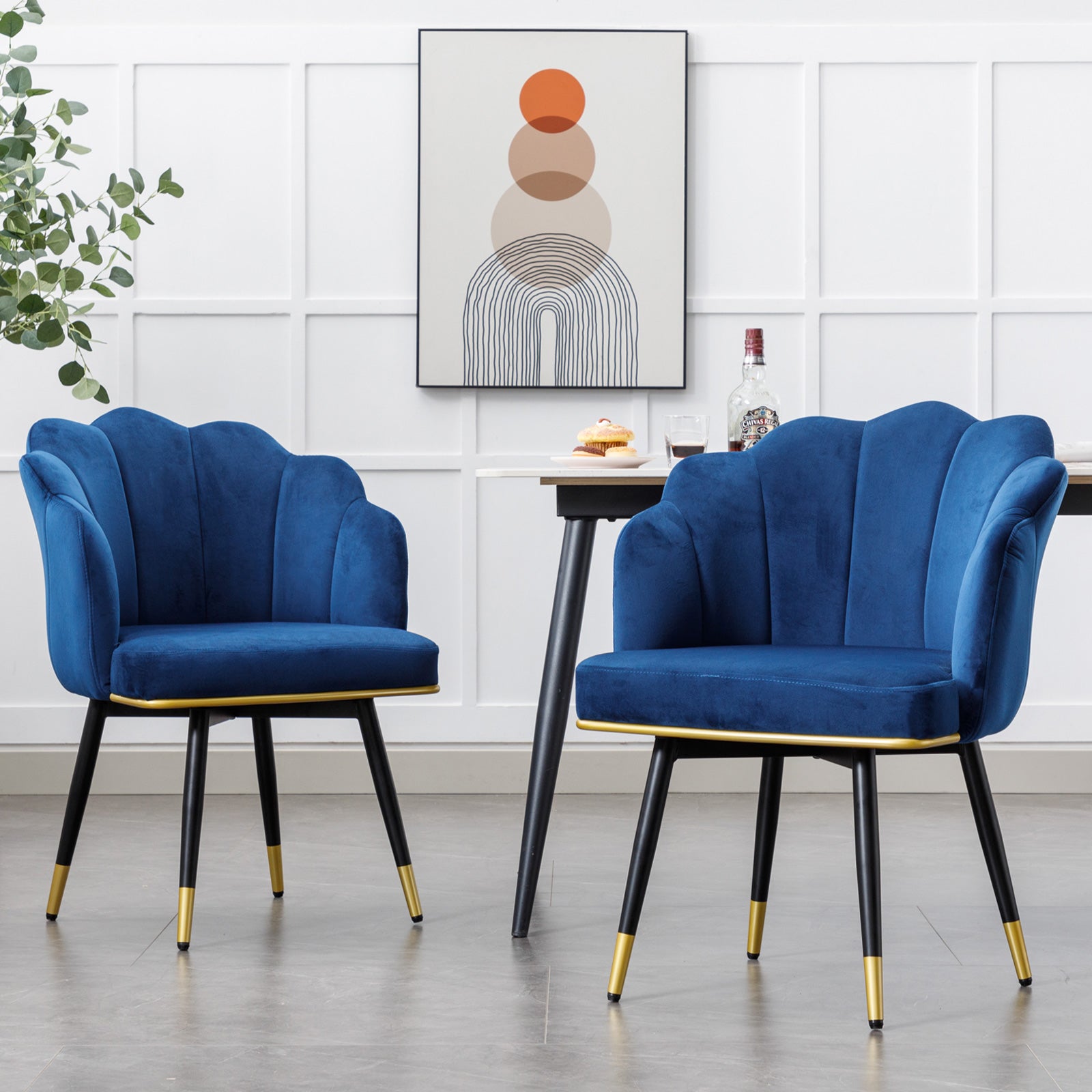Swivel Dining Chairs (Set of 2) with Back Velvet Upholstered Dining Chairs with Arms