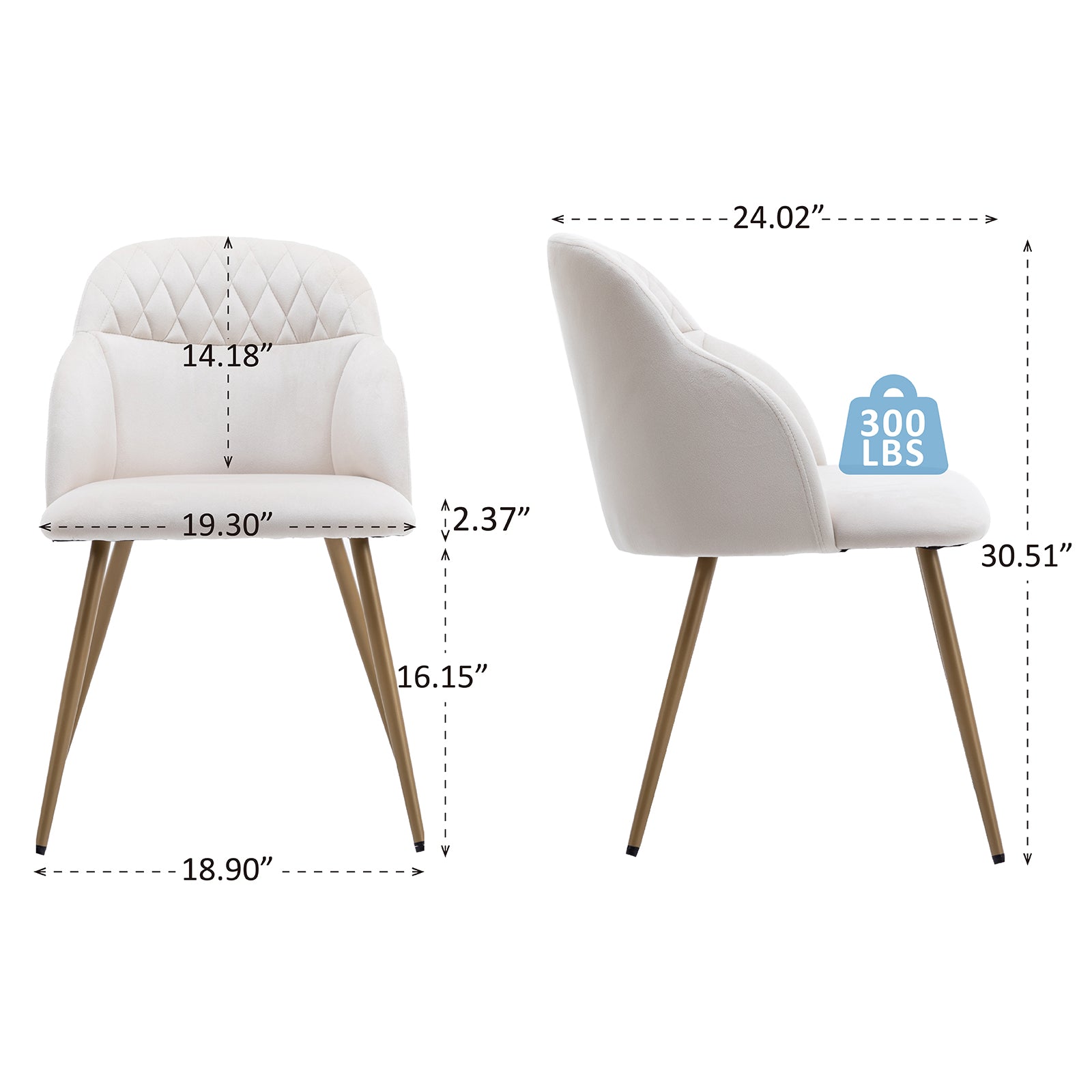 Modern Upholstered Velvet Dining Chairs with Arms (Sets of 2)