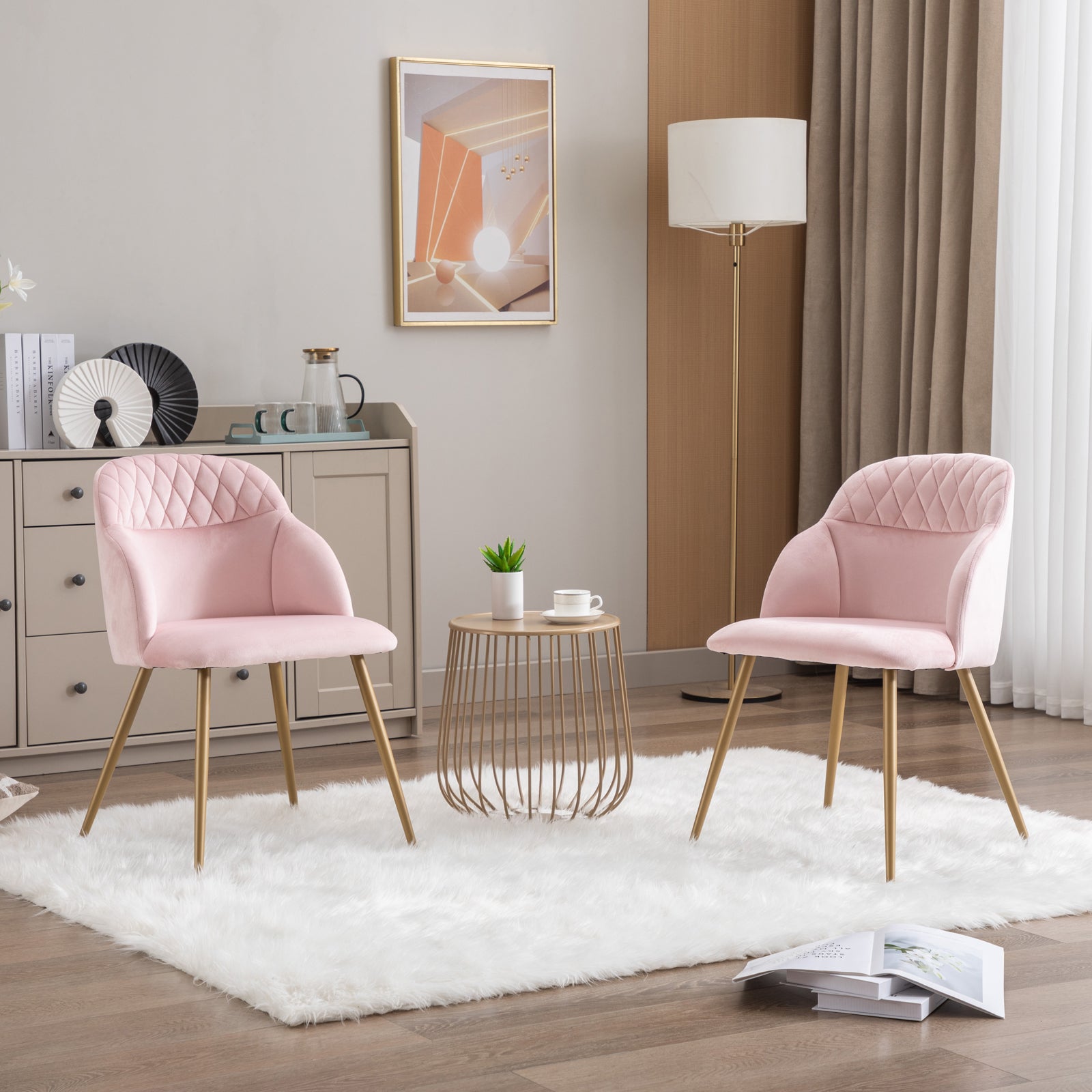 Modern Upholstered Velvet Dining Chairs with Arms (Sets of 2)