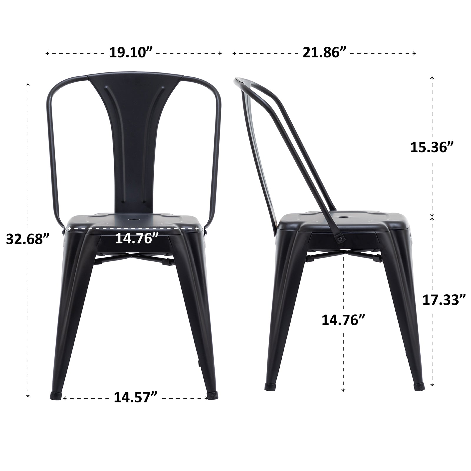 Industrial Metal Dining Chairs (Set of 4) with Stackable