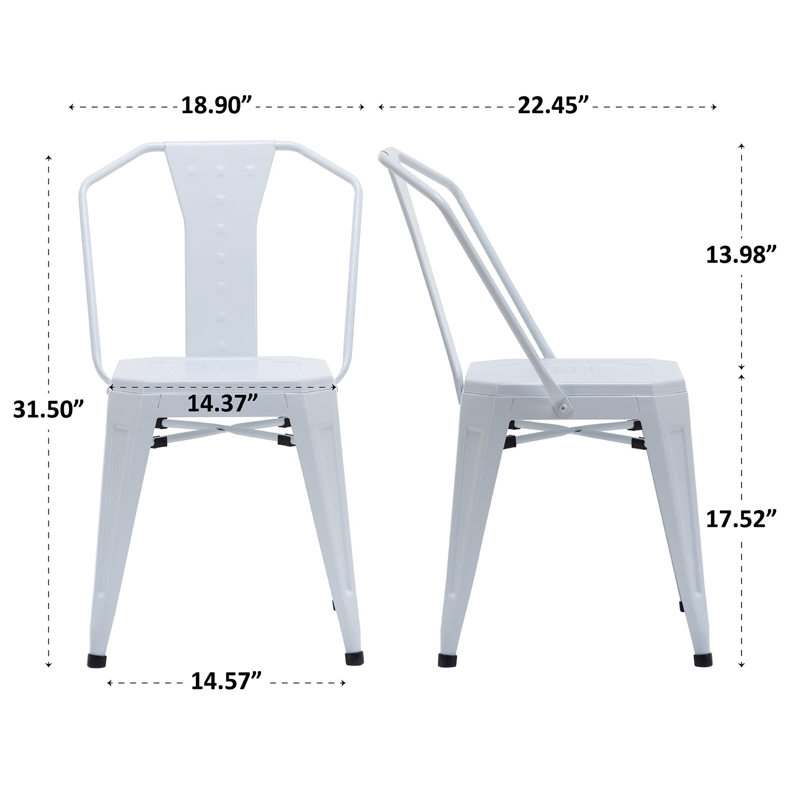 Industrial Hight Back Metal Dining Chairs (Set of 4)