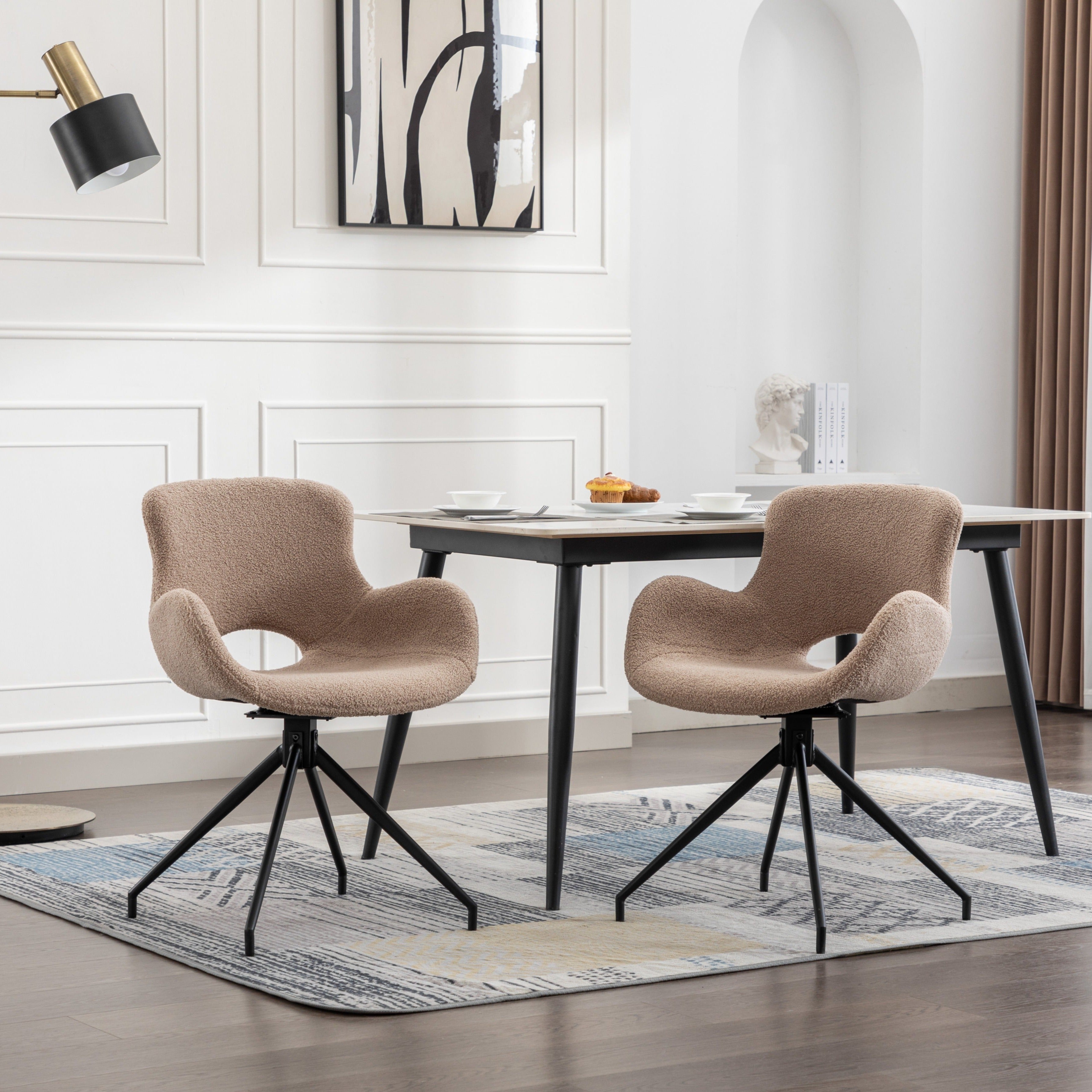 Velvet Upholstered Dining Chairs Arm Chair With Back (Set of 2)