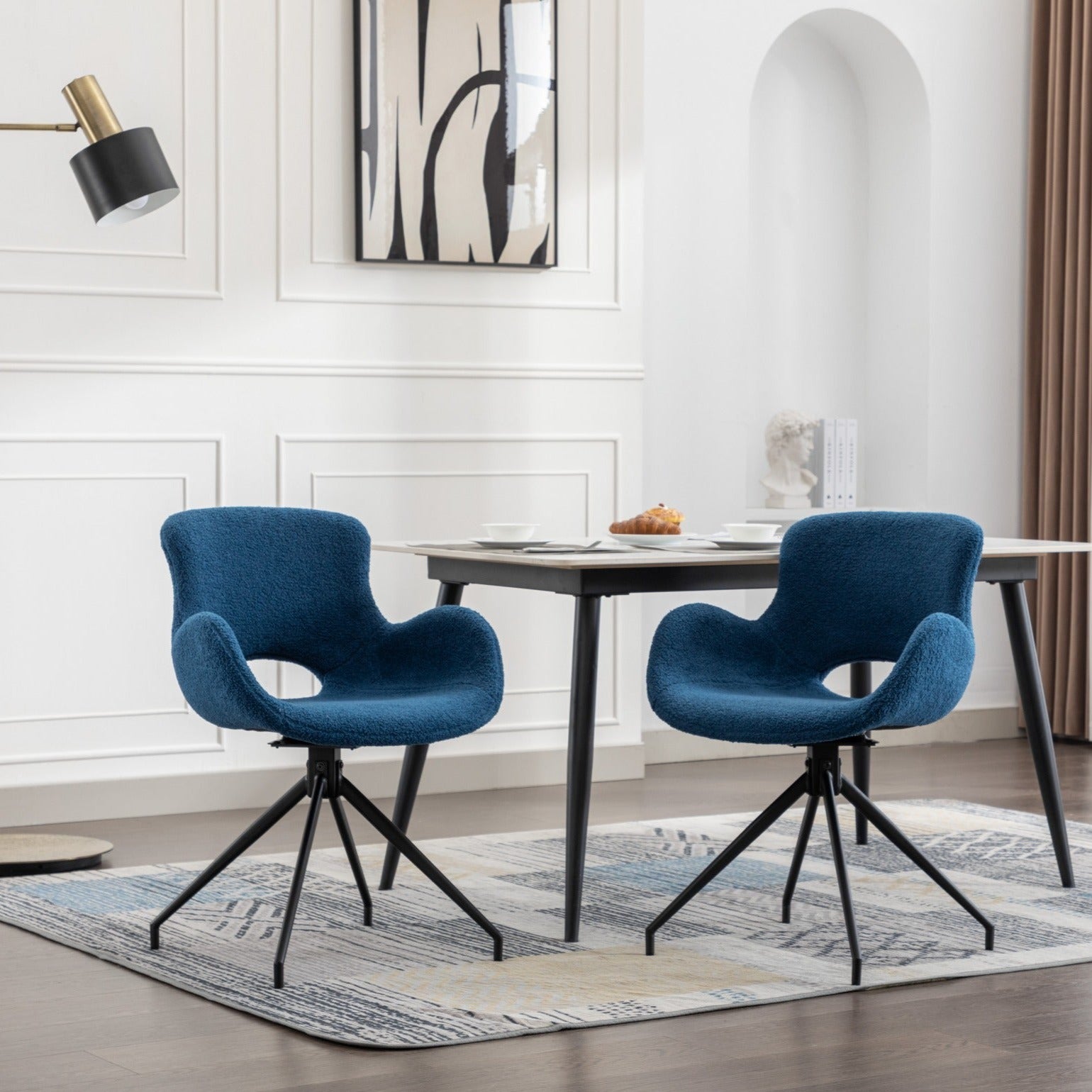 Velvet Upholstered Dining Chairs Arm Chair With Back (Set of 2)