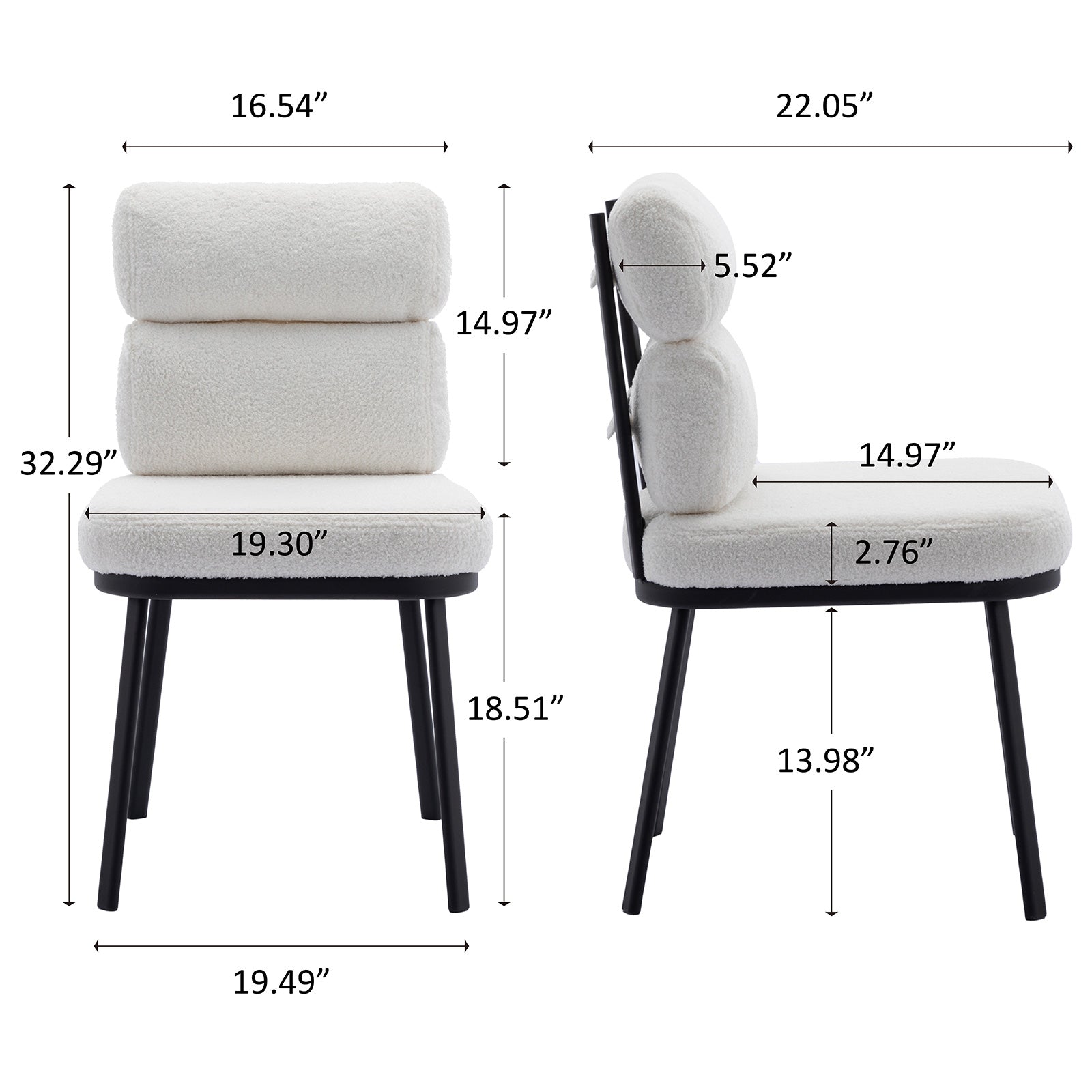 Upholstered Velvet Dining Chairs with Metal Base (Set of 2)