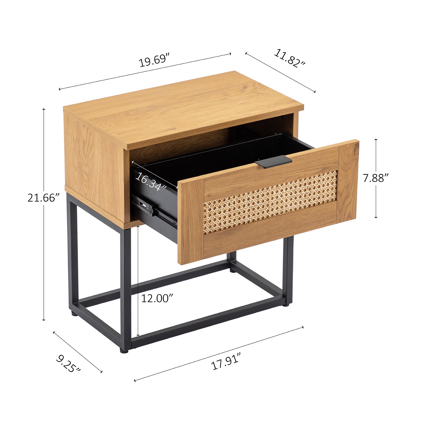 PE Rattan Nightstand wood nightstands with 1 Drawer