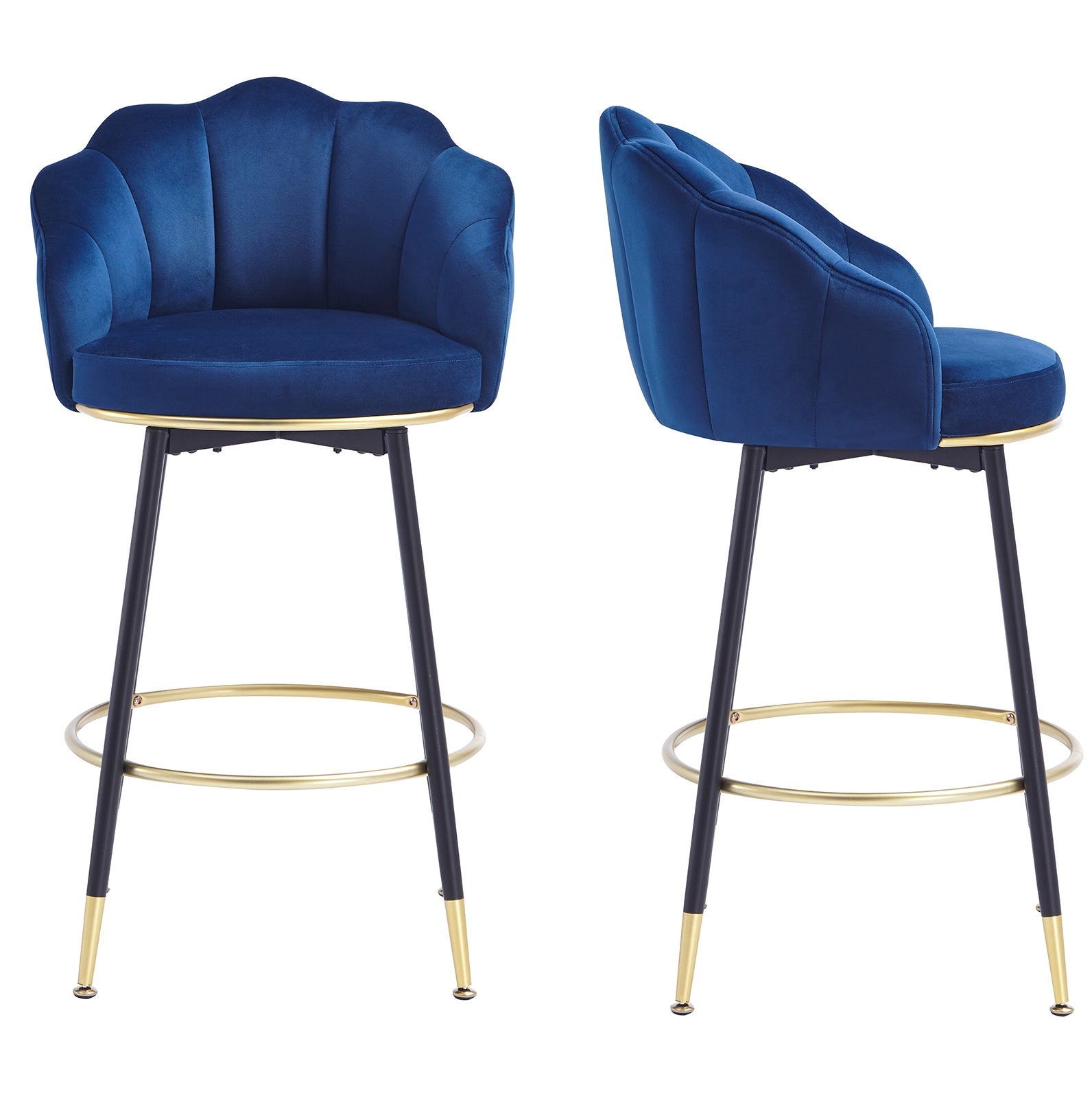 Swivel Bar Stools Extra-Tall Bar Stools, High Back, Velvet, Metal Legs, Set of 2