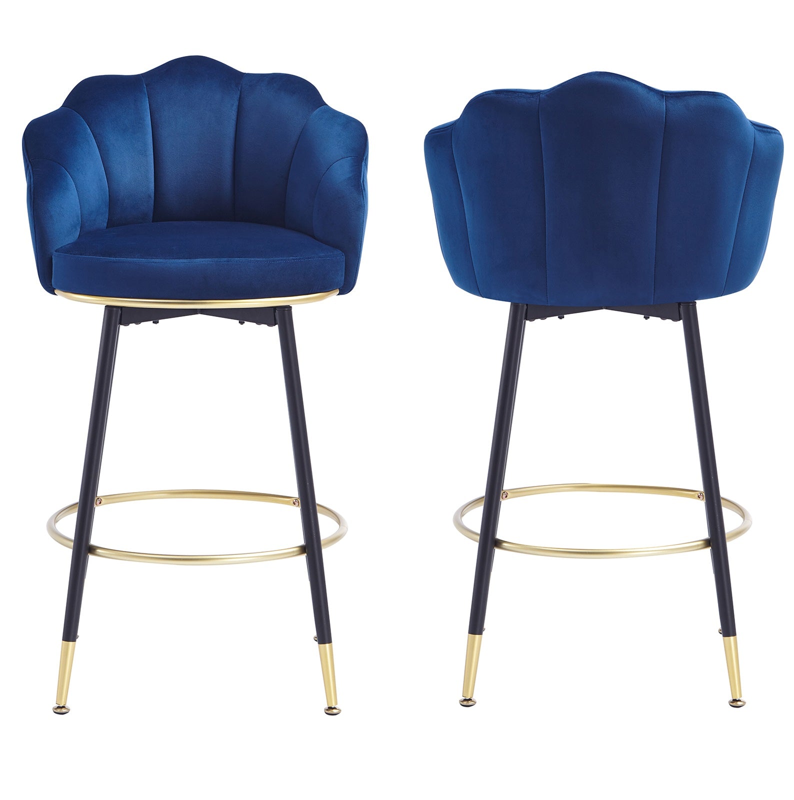 Swivel Bar Stools Extra-Tall Bar Stools, High Back, Velvet, Metal Legs, Set of 2