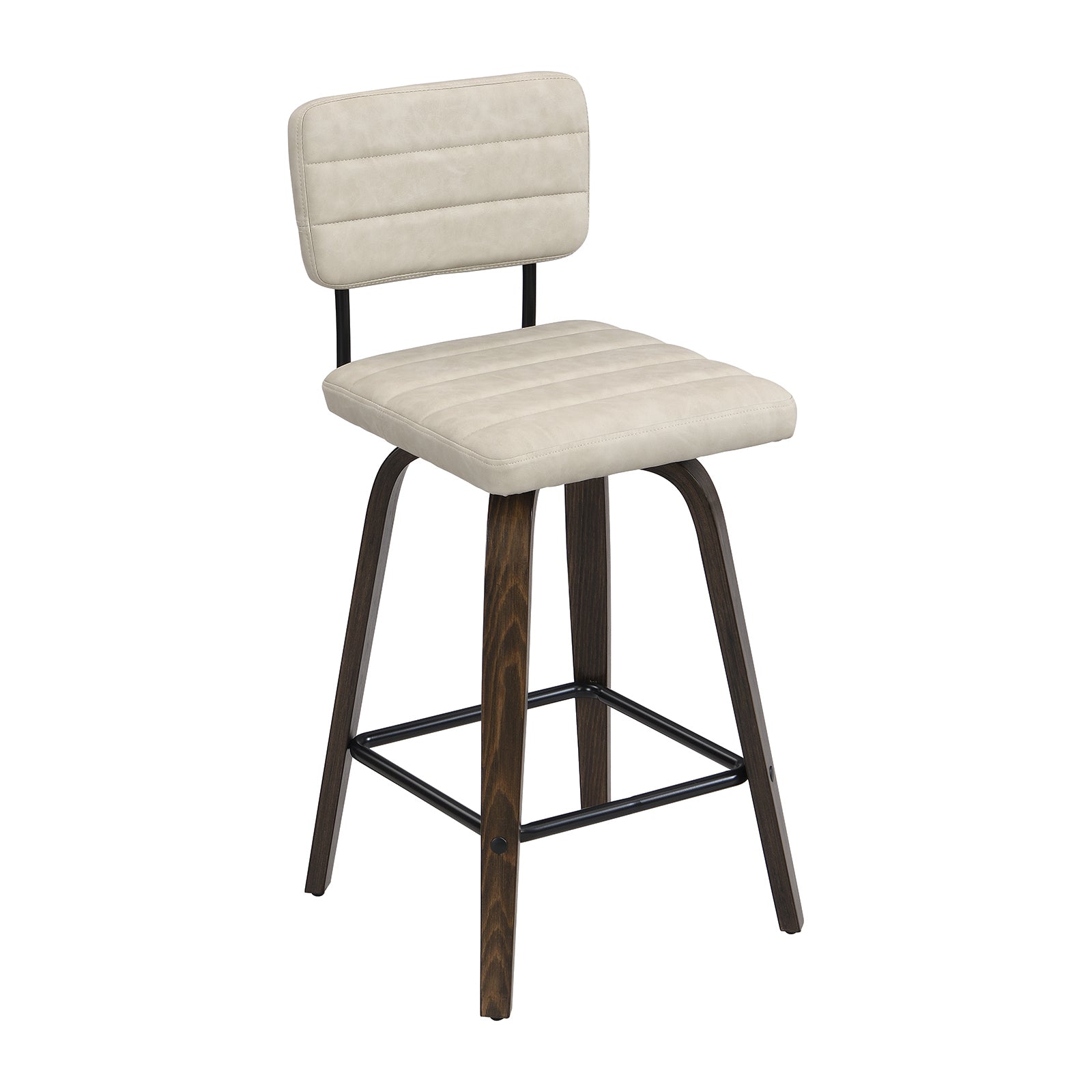 Bar Height Swivel Bar Stools (Set of 2) PU Leather with Back