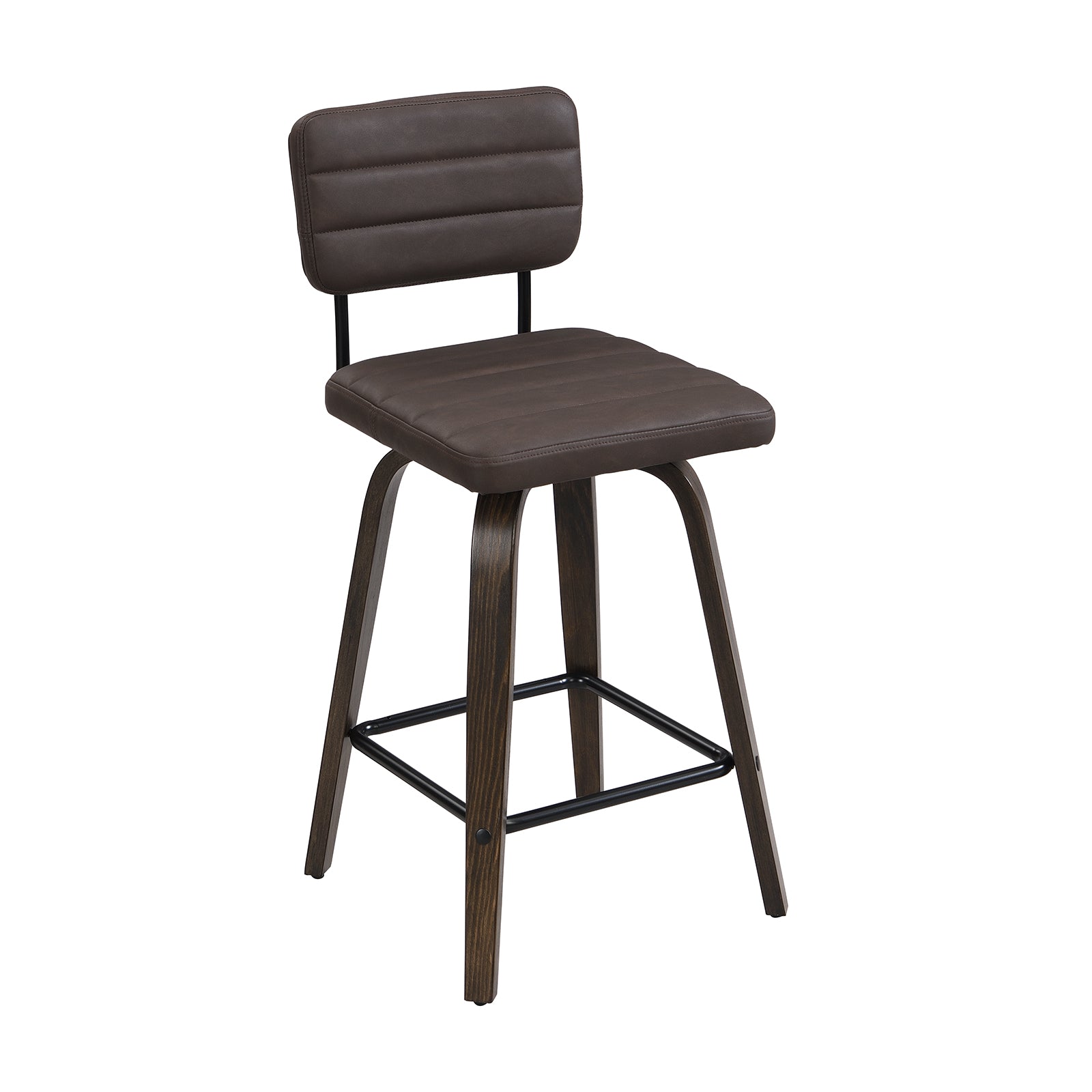 Bar Height Swivel Bar Stools (Set of 2) PU Leather with Back