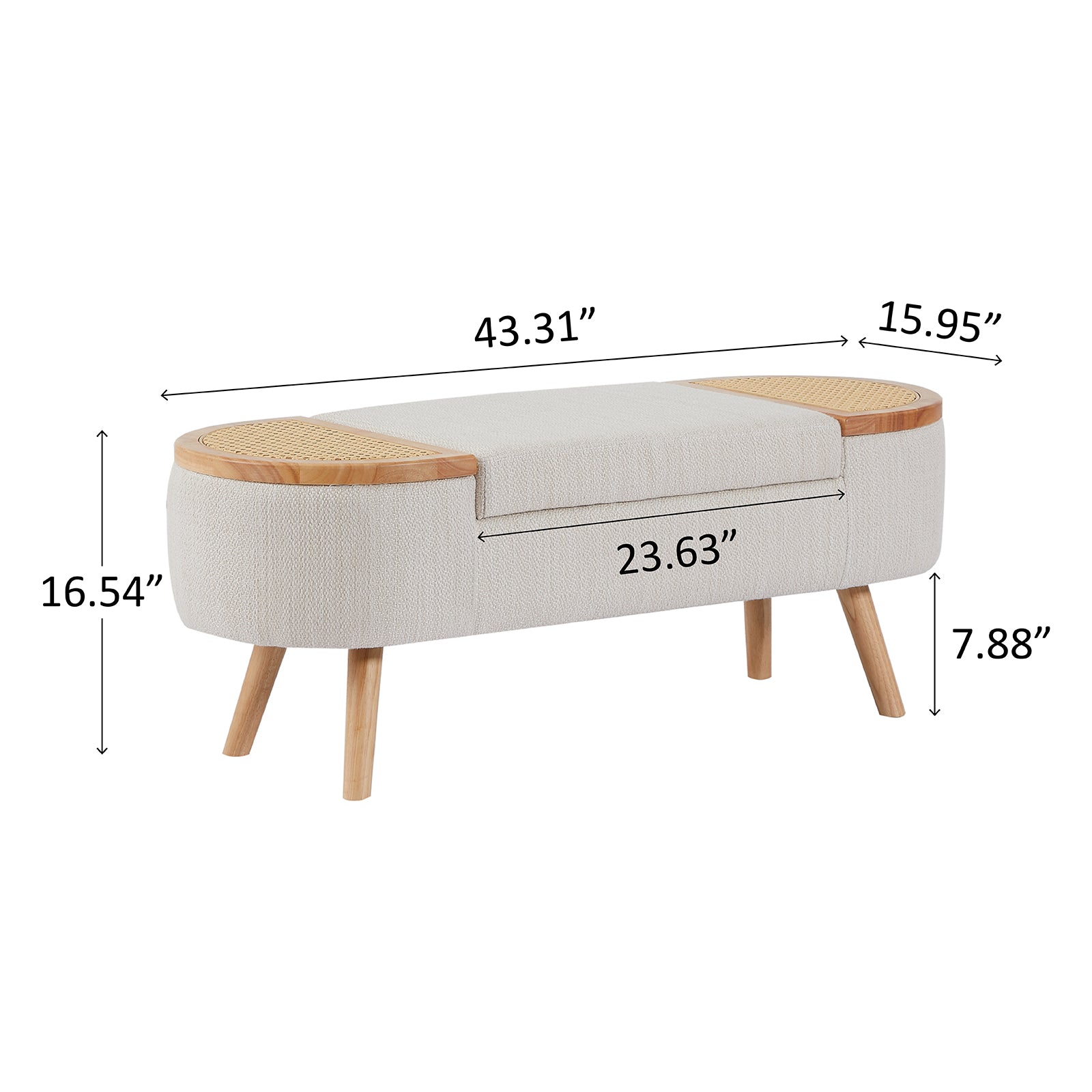 Upholstered Bedroom Storage Bench with Rattan