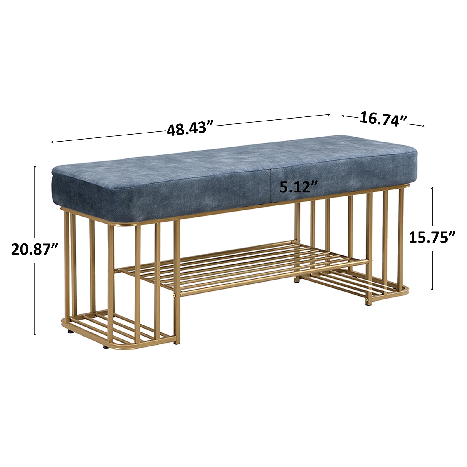 Velvet Upholstered Storage Bench with Shelves Entryway Bench with Shoe Storage