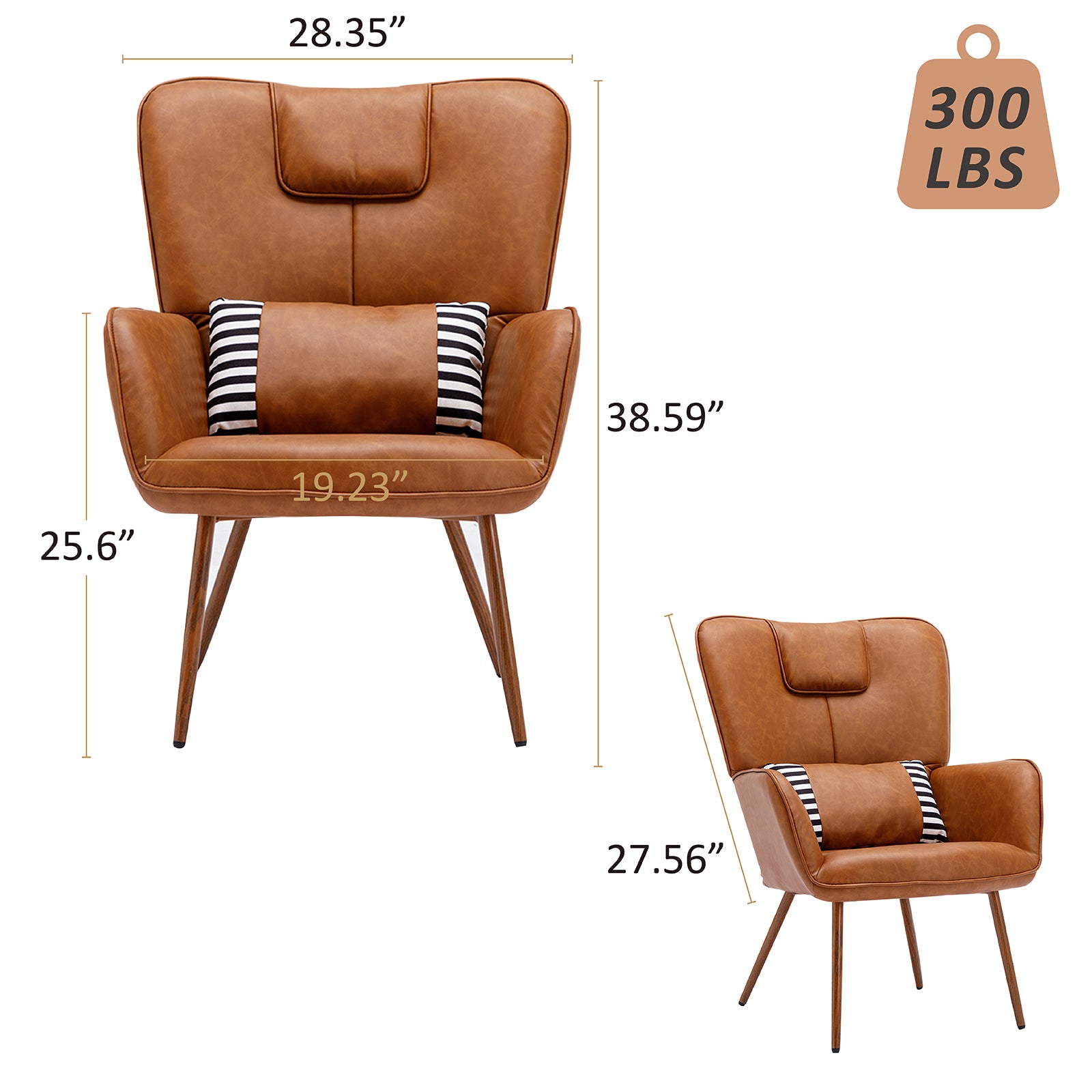 Faux Leather Wingback Chair Accent Chair Lounge Chair