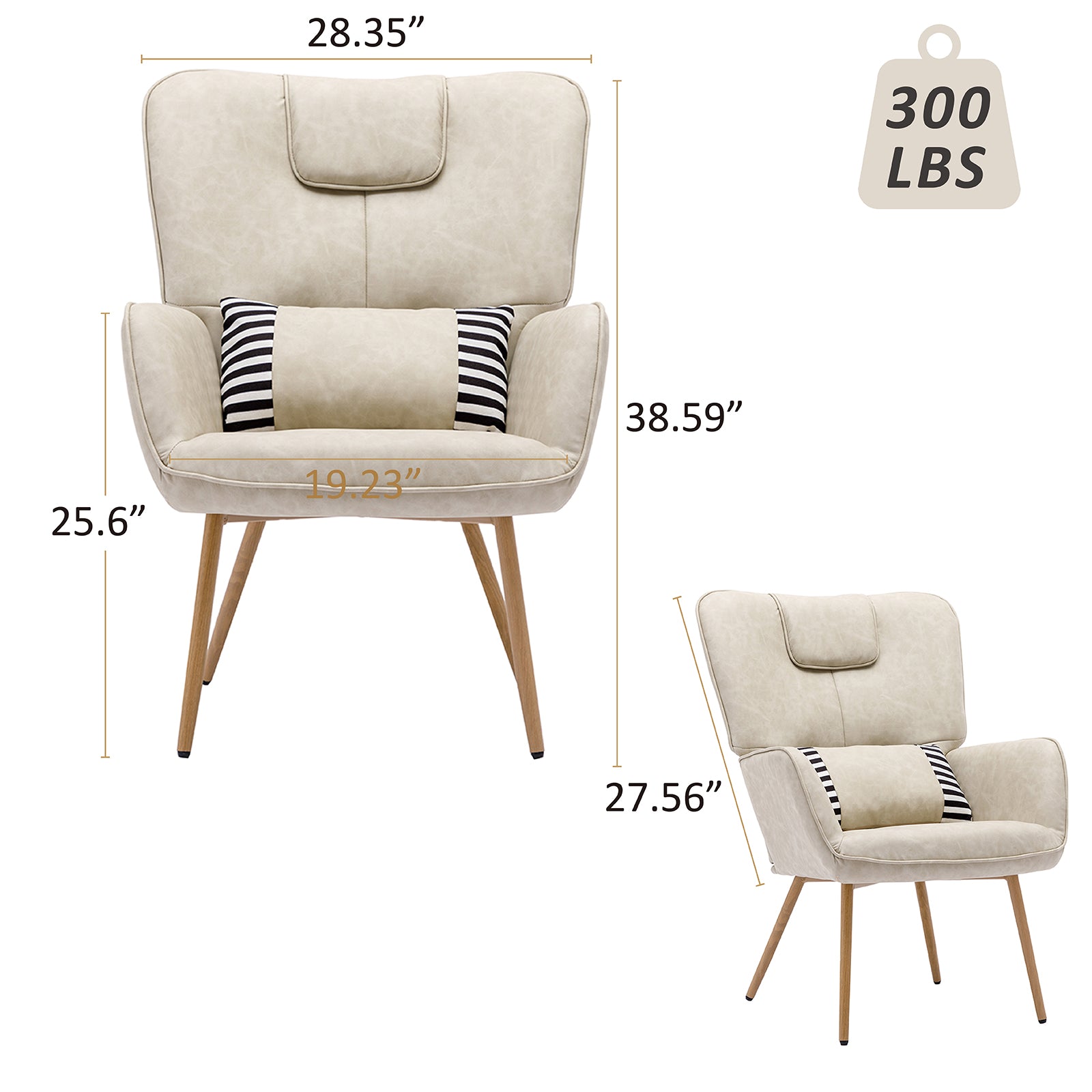 Faux Leather Wingback Chair Accent Chair Lounge Chair