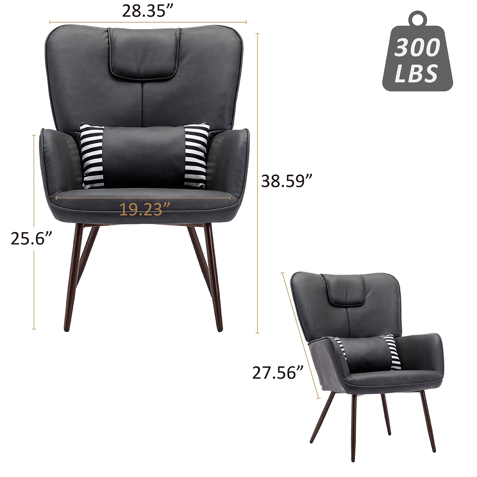 Faux Leather Wingback Chair Accent Chair Lounge Chair