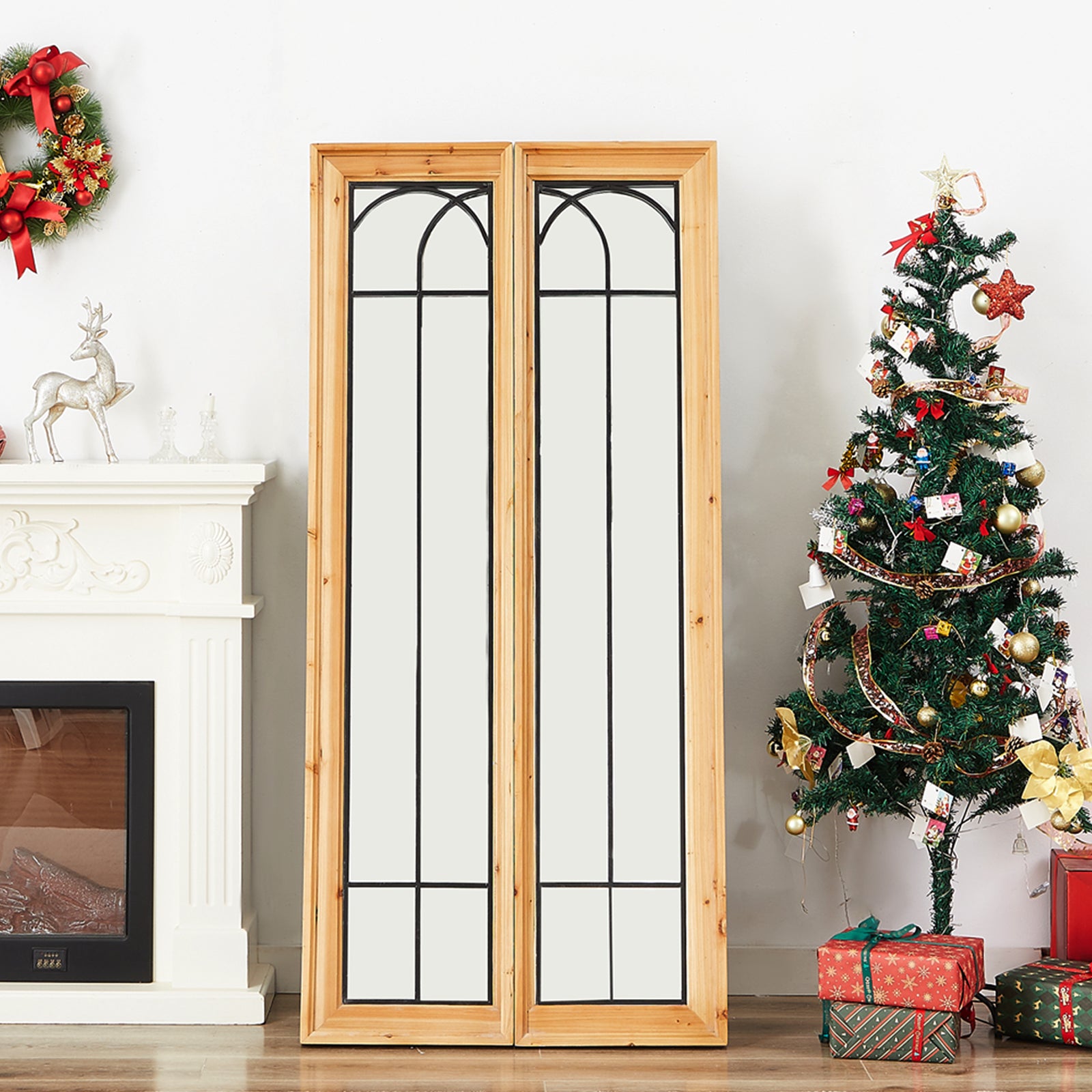 Oversized Rectangle Floor Mirror Solid Wood Frame