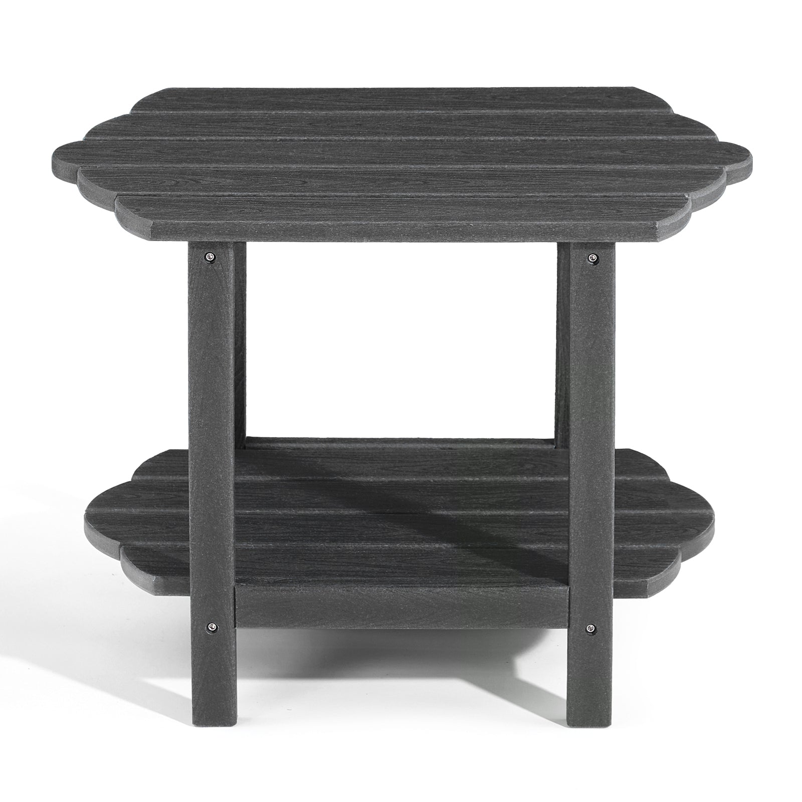 MINPINSER Modern 2-Tier Adirondack Outdoor Side Table, HDPE Weather-Resistant Small End Table with Storage Shelf for Patio, Garden & Balcony, Blue (Rectangle)