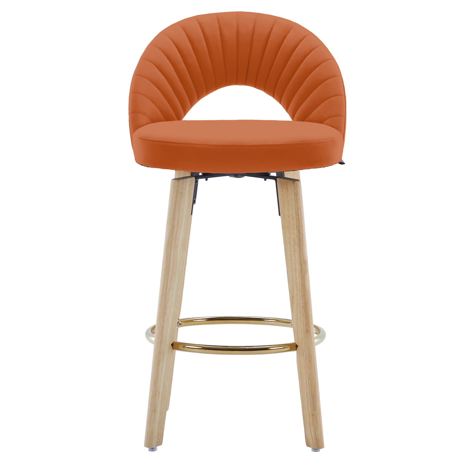 MINPINSER Set of 2 Swivel Counter Height Bar Stools with Bentwood Legs, Black