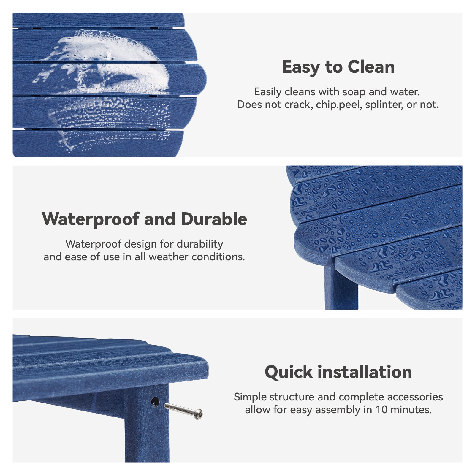 MINPINSER Modern 2-Tier Adirondack Outdoor Side Table, HDPE Weather-Resistant Small End Table with Storage Shelf for Patio, Garden & Balcony, Blue (Rectangle)