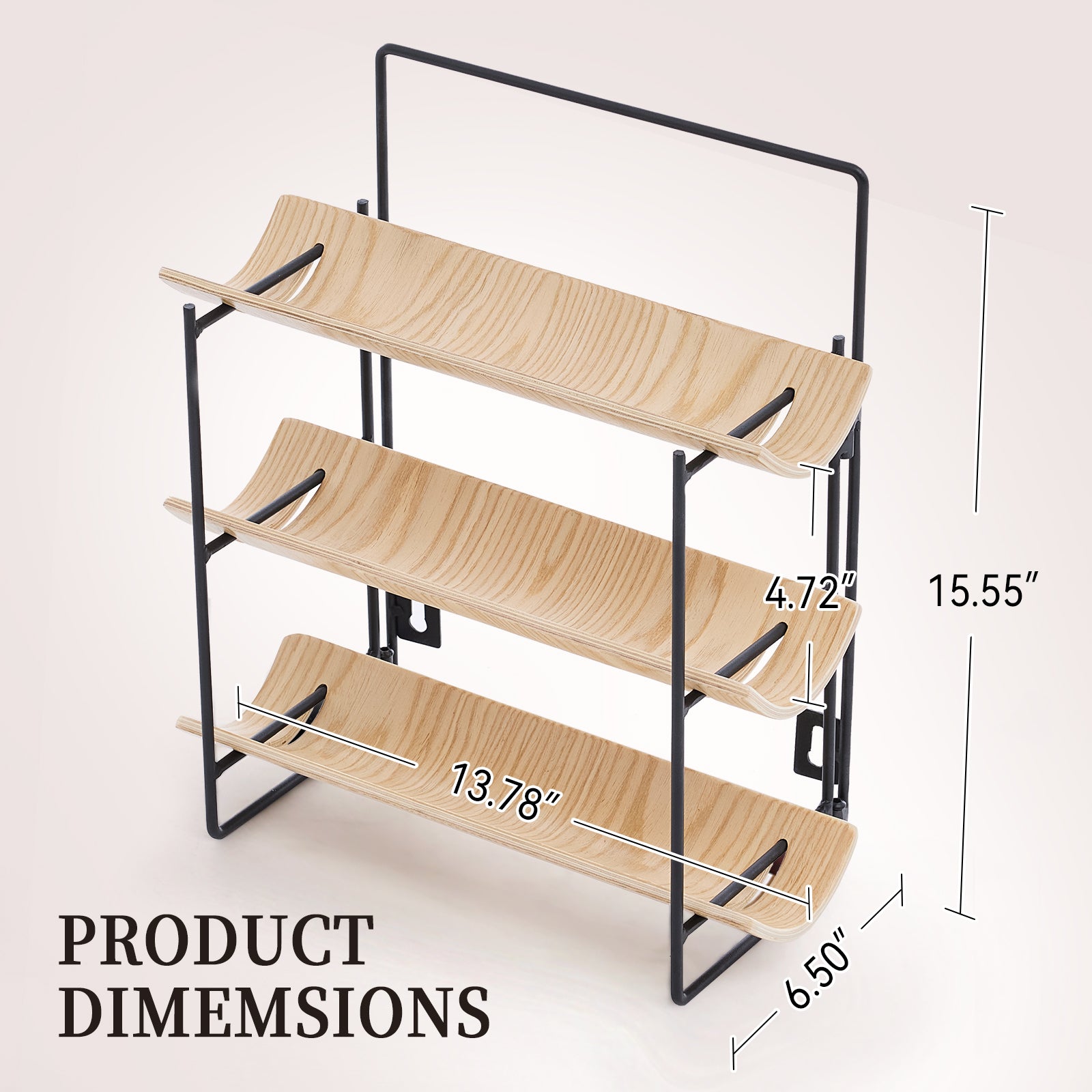 MINPINSER Bentwood Wave Countertop & Wall Mounted Wood and Metal Wine Rack, Natural Wood & Matte Black Finish