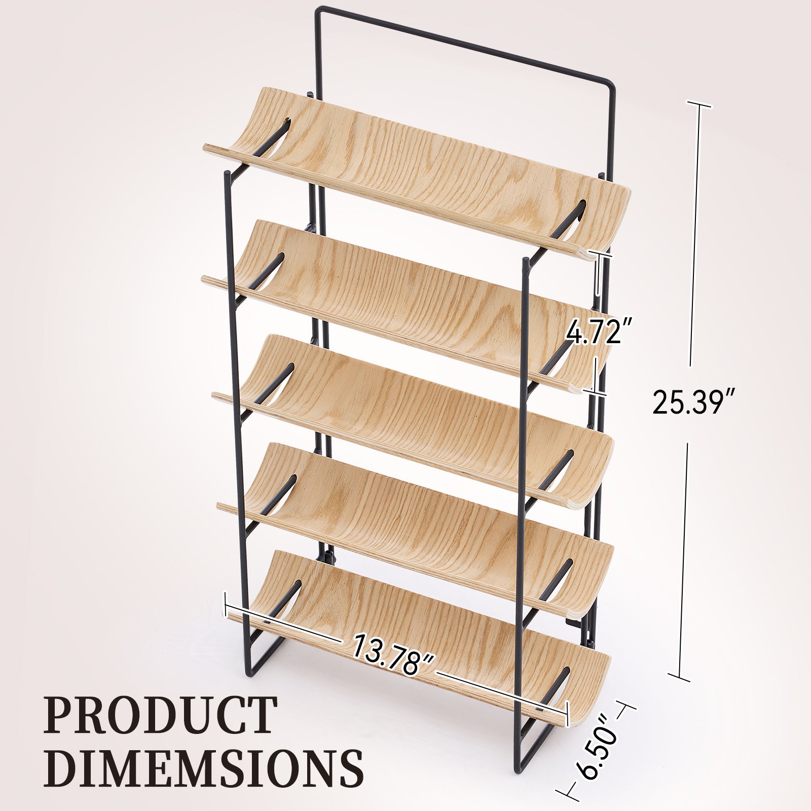 MINPINSER Bentwood Wave Countertop & Wall Mounted Wood and Metal Wine Rack, Natural Wood & Matte Black Finish