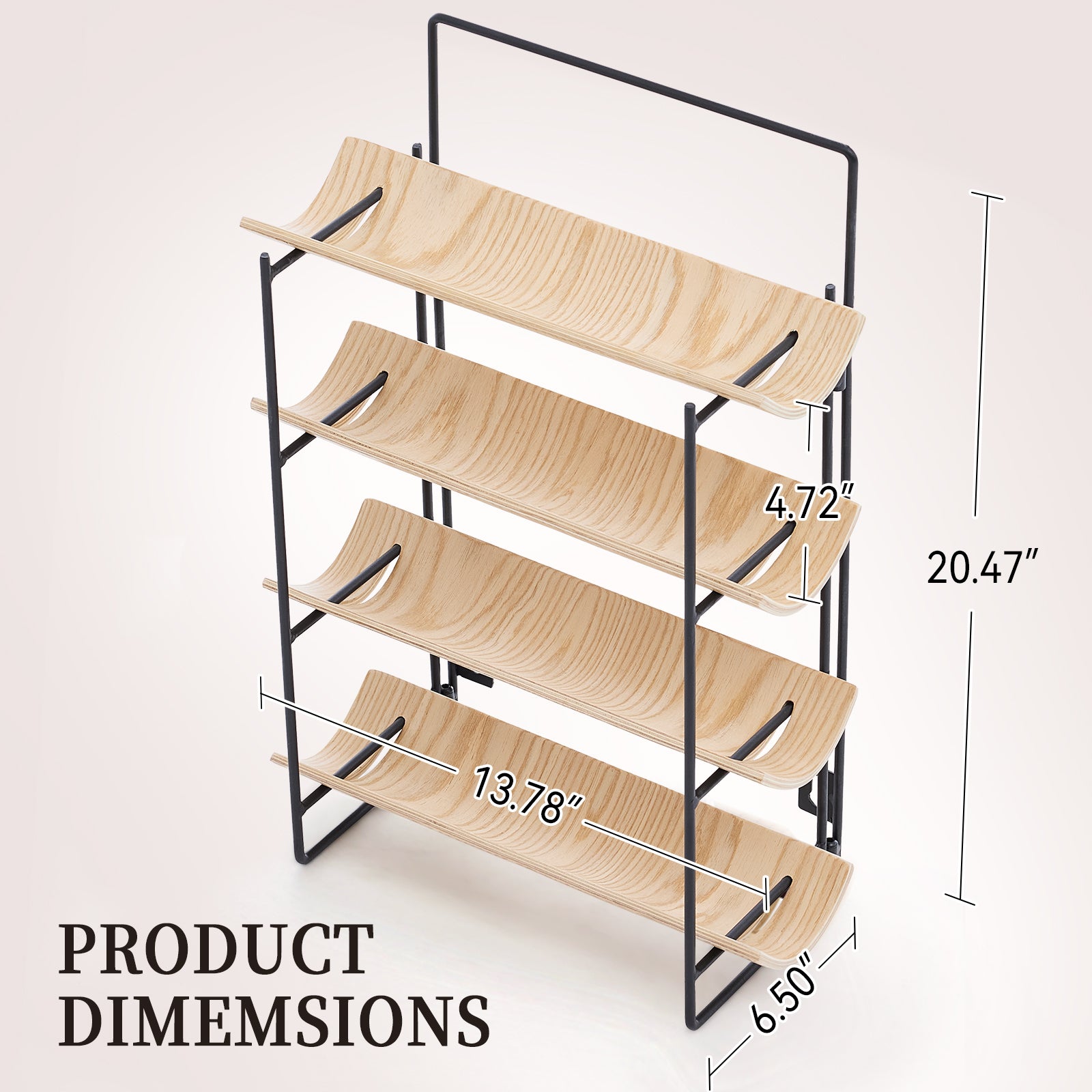 MINPINSER Bentwood Wave Countertop & Wall Mounted Wood and Metal Wine Rack, Natural Wood & Matte Black Finish