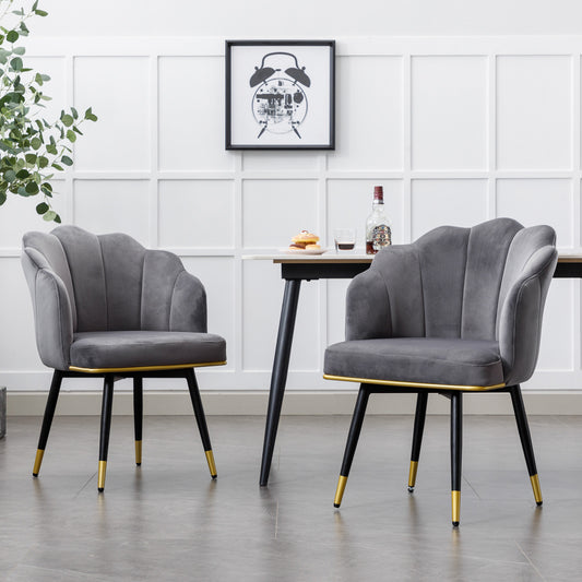 Swivel Dining Chairs (Set of 2) with Back Velvet Upholstered Dining Chairs with Arms-Hausfame