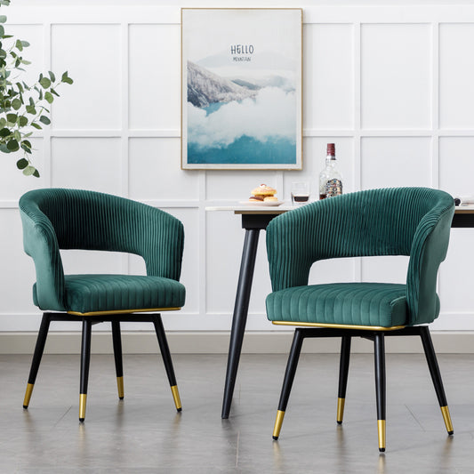 Velvet Upholstered Dining Chairs (Set of 2) Modern Dining Chair with Arms-Hausfame