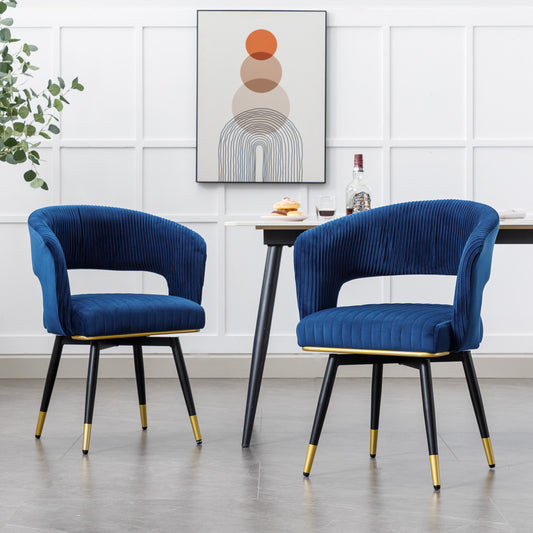 Velvet Upholstered Dining Chairs (Set of 2) Modern Dining Chair with Arms-Hausfame