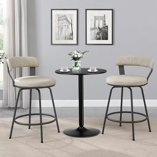 Industrial Metal And Leather Low Back, 2-Piece,And 4 Leg Bar Counter Stools-Hausfame