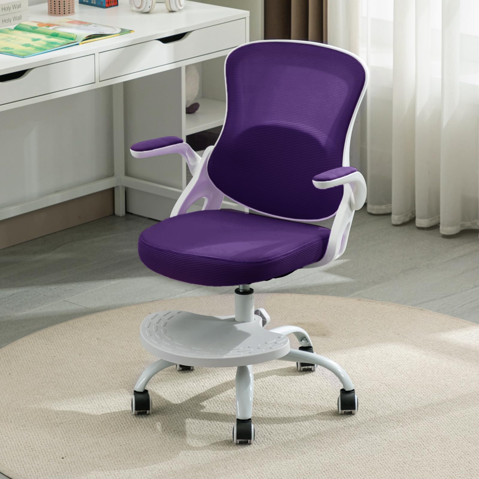 Ergonomic Kids Desk Chair with Adjustable Footrest – Height Adjustable Swivel Mesh Study Chair for Children & Teens