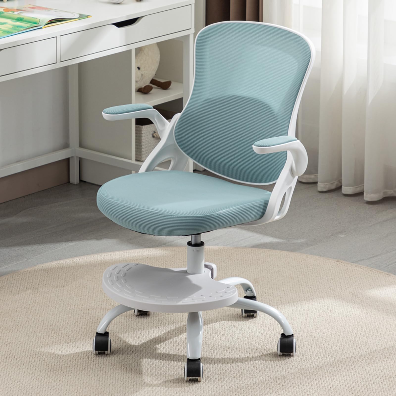 Ergonomic Kids Desk Chair with Adjustable Footrest – Height Adjustable Swivel Mesh Study Chair for Children & Teens